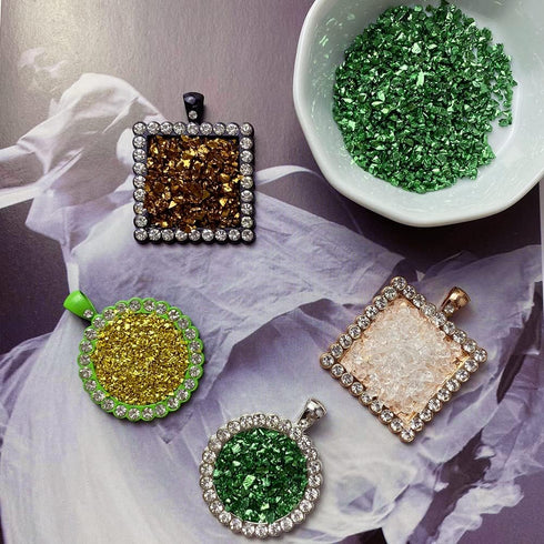 Jmassyang Crushed Glass Irregular Metallic Chips 100g Sprinkles Chunky Glitter for Nail Arts Craft Resin DIY Mobile Phone Case Vase Fillers Jewelr...