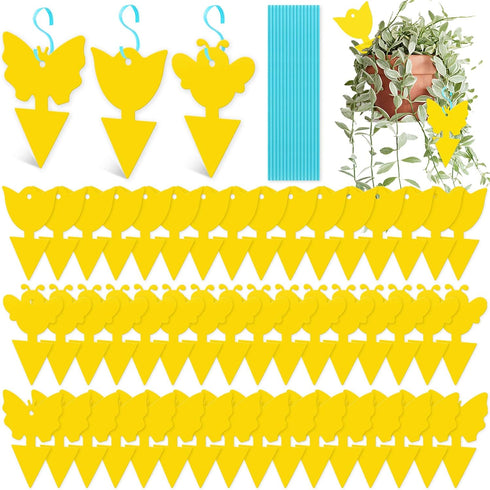 NiHome 48-Pack Yellow Sticky Traps with Twist Ties Indoor & Outdoor Plant Bug Fly Glue Catcher Nontoxic Odorless for Home Garden (Flower)...
