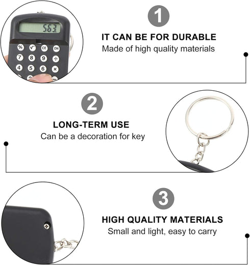 2pcs Mini Calculator Keychain Portable Cute Cartoon Calculator Electronic Pocket Calculator with Key Ring for Children Students School Supplies Ke...