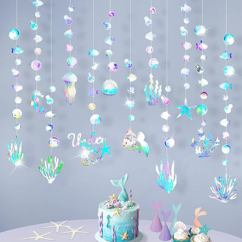 Cheerland Iridescent Under The Sea Party Decorations Holographic Bubble Garlands Decoration Mermaid Birthday Decor for Ocean Theme Baby Shower Sum...