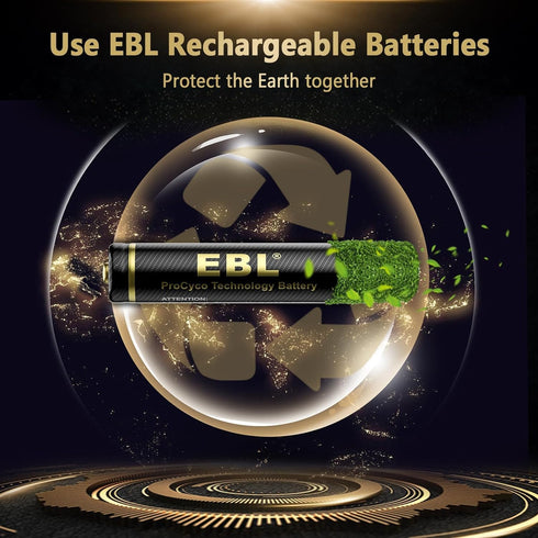 EBL Gold Pro Rechargeable AAA Batteries 1.2V 1100mAh NIMH Battery Upgraded High Performance AAA Batteries Precharged Triple A Battery - 16 Packs...