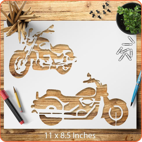 Motorcycle Bike Stencil Template - Reusable 8.5x11 Inches for Painting on Walls, Wood, and Crafts Stencils for DIY Artistry - LIONX...