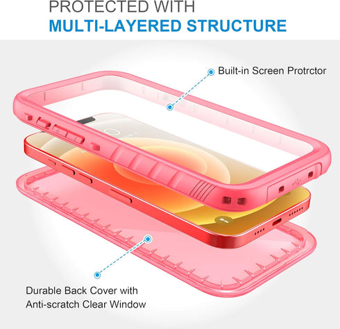 SPORTLINK for iPhone 12/12 Pro Waterproof Case, Full Body Shockproof Dustproof Phone Screen Protector Rugged Cases for iPhone 12/12 Pro 6.1 Inches...