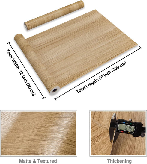 CRE8TIVE Thick Brown Wood Contact Paper Peel and Stick Wood Wallpaper 12"x80" Textured Removable Self Adhesive Wood Grain Contact Paper for Counte...
