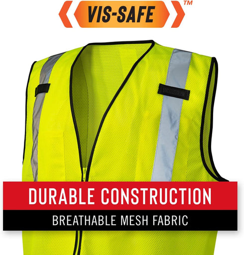 Coast SV300 Rechargeable Lighted High Visibility Safety Vest, Dual Mode, Zip Front, 2 Pockets, 2 Mic Tabs, Meets ANSI/ISEA Standards, 360 Visibili...
