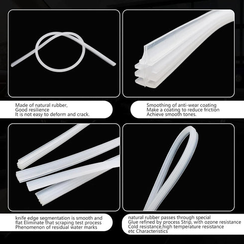 4 PCS Car Boneless Wiper Blade Strip, Frameless Windshield Wiper Blade Replenishment Replacement Silicone Strip, Universal Car Auxiliary Cleaning ...