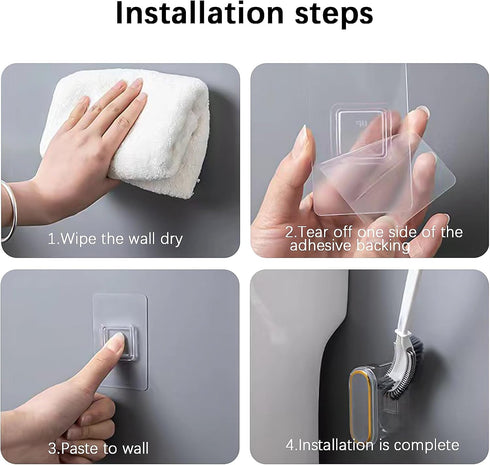 Bathroom Toilet Bowl Brush and Holder Set, Curved Design Toilet Brush Strap for Deep Cleaning, Wall Mounted Multifunctional No Dead Corner Toilet ...