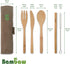 Bamboo Cutlery Set | Travel Cutlery Set | Eco Friendly Flatware Set | Knife, Fork, Spoon and Straw| Wooden Cutlery Set | Camping Cutlery Set with ...