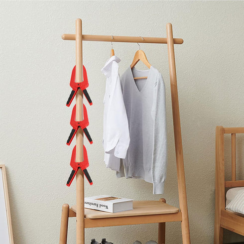 Woodworking Clamp, Spring Clamp with Long Flat Nose Plastic Fixing Clamp Woodworking Fixture Accessory(3 inch opening 75MM deep 110MM) Red...