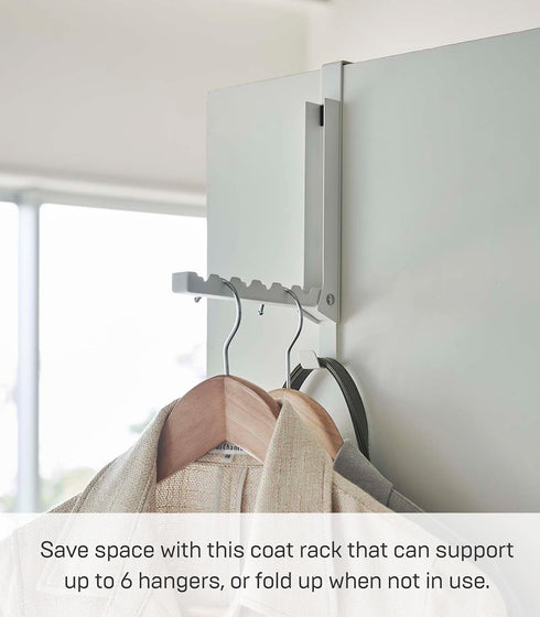 Smart Over The Door Coat Hook Organizer Collapsible Foldable Rack for Entryway Or Bedroom Closet - 2-Hook - Steel...
