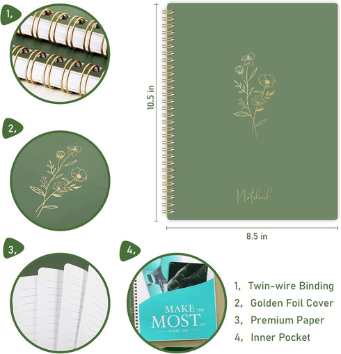 Spiral Notebook - College Ruled Notebook, Notebook Journal, 8.5'' x 10.5'', 55 Sheets/110 Pages, Journal for Women, Journal with Spiral Bound, Inn...