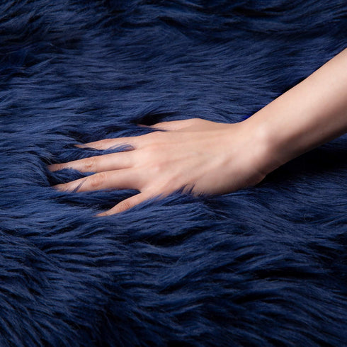 Ashler faux fur rug, Fluffy Shaggy Area Rug Ultra Soft 2 x 3 Feet Sheepskin Fur Rug, Navy Blue Fuzzy Rug Machine Washable Shag Rug, Nursery Decor ...