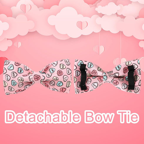 Valentine’s Day Dog Collar with Bow Tie, Pink Heart Bowtie Collar with Metal Buckle, Valentine’s Day Gift Pet Collar for Puppy Girl Boy Dog or Cat...