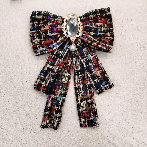 Women's Pre-Tied Bowknot Elegant Ribbon Brooch Pearl Rhinestone Neck Tie Pin for Ladies Girls Suit Shirt Pins Fashion Collar Clothing Accessories ...