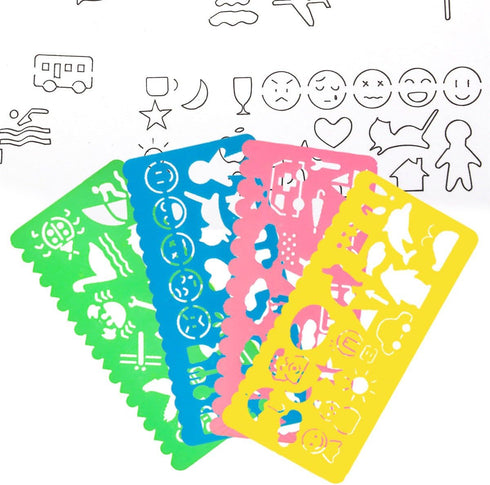 24 Pcs Plastic Drawing Stencils Set Colorful Drawing Scale Template DIY Crafts Set for Boys Girls with Animal Stencils - 6 Sets of 4 Different Ste...