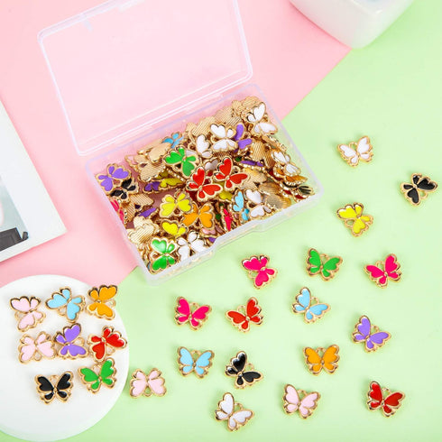 Hicarer 100 Pieces Colorful Butterfly Charms for Jewelry Making Butterfly Pendant Jewelry Butterfly Charm Alloy Butterfly Jewelry for Necklace Bra...