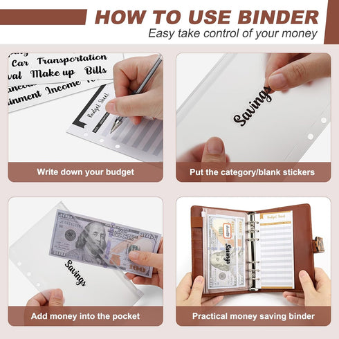 Onlyesh Budget Binder, Budget Binder with Zipper Envelopes, Cash Envelopes for Budgeting, Money Organizer for Cash, 28Pcs Budget Planner with Cash...