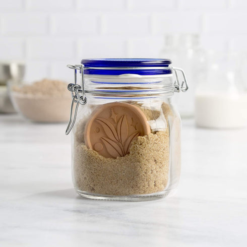 Goodful Brown Sugar Saver and Softener Disc with Elegant Leaf Design, Multiple Uses for Food Storage Containers, Reusable and Food Safe, Terracott...