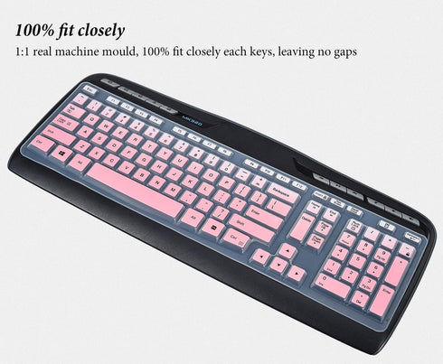 Keyboard Cover for Logitech MK320 MK330 K330 Wireless Desktop Keyboard, Logitech MK320-YR002/Y-R0009 Keyboard Skin Accessories-Gradual Pink...