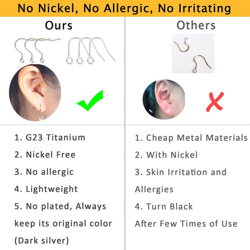 6pcs 20G Small Pure Titanium Earring Fish Hooks DIY Earrings Findings for Jewelry Making, Hypoallergenic Earring Hooks Making Kit for Women Men Se...