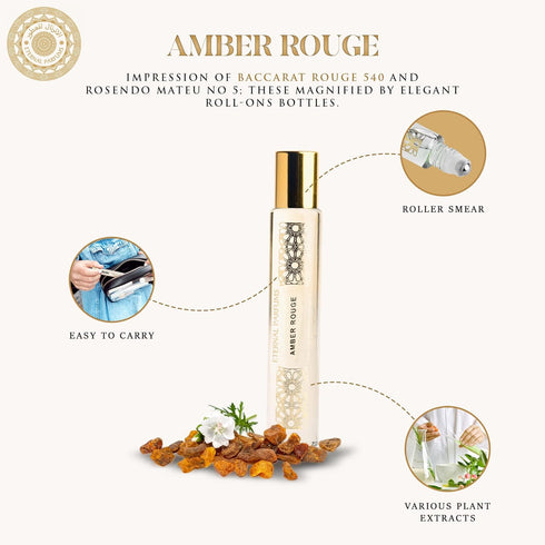 Impression of Baccarat Rouge 540 - Luxury Perfume From Dubai - Long Lasting Pure Concentrated Perfume Oil Fragrance, Alcohol Free Roll On Travel F...