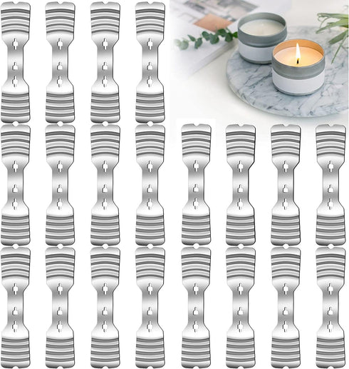 20 pcs Metal Candle Wick Holders, Upgraded Candle Wick Centering Devices, Silver Stainless Steel Candle Wick Holder for Candle Making...