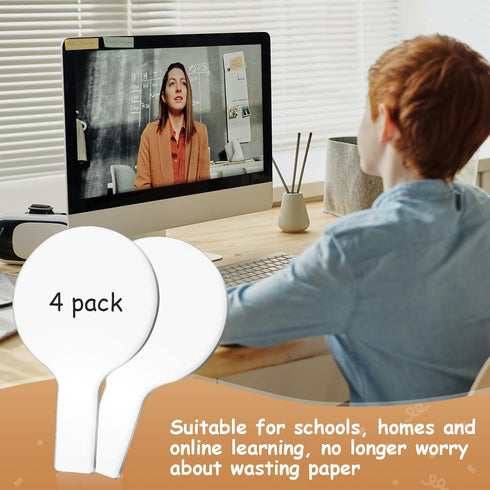 4 Pieces Mini Dry Erase Answer Paddles Acrylic Answer Board Double-Sided Answer Paddles Quick Response Board with Handle for Teaching Games Home O...