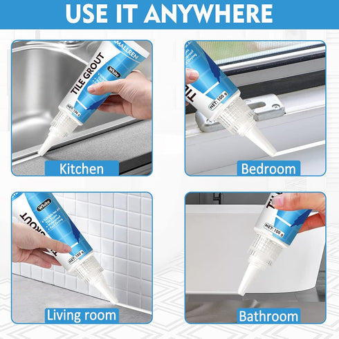 2 Pack Grout Paint Pen Kit - Fast Drying Grout Filler and Sealer for Bathroom, Kitchen Tile Joints and Gaps (White)...