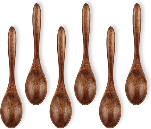 6Pcs Small Wooden Spoons, 5.5 Inches Wood Honey Spoons, Little Wooden Serving Table Spoons Utensils Set, Wooden Teaspoon for Cooking Soup Tea Coff...