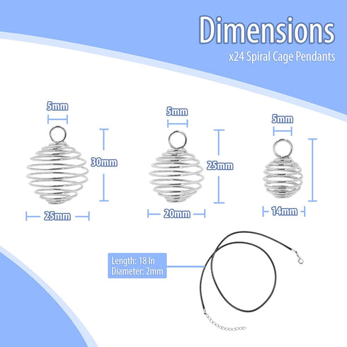 Mandala Crafts Metal Crystal Necklace Holder Spiral Pendants for Jewelry Making - 24 Stainless Steel Cage Pendant Necklace Cages Rock Stone Holder...