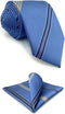 S&W SHLAX&WING Ties for Men Suits Steel Blue Stripes Business Necktie Set with Matching Pocket Square 57.5"...