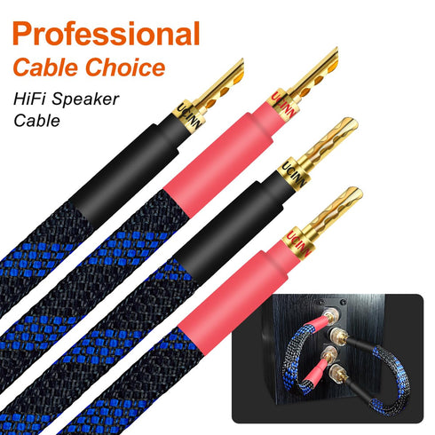 UCINNOVATE 11 AWG HiFi BFA Z Plugs Banana Speaker Cables, 4 Pack 20cm Audiophile OFC Gold Plated Speaker Wire with BFA Banana Plug for HiFi Audio ...