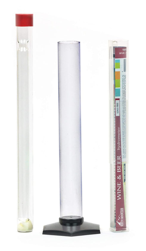 North Mountain Supply Premium Glass Triple Scale Beer & Wine Hydrometer Combo Kit With Test Jar and Glass Wine Thief - Made in France - Lead & Mer...