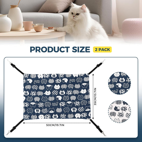 Cat Hammock for Cage Hanging Reversible 2Pack,Pet Hammock Bed Adjustable,Soft Sleeping Hammock for Cats,Ferret,Puppy,Rabbits,Small Animals (M, CAT...