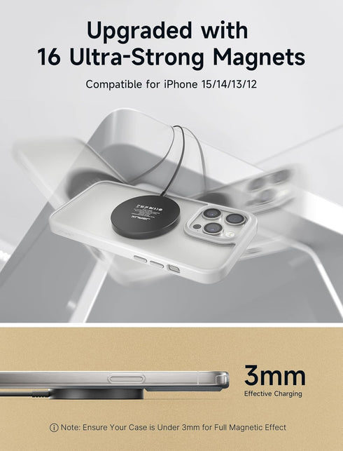 JSAUX Magnetic Wireless Charger Compatible with MagSafe Charger/iPhone 15/15 Pro/15 Plus/15 Pro Max/14/14 Pro/14 Plus/14 Pro Max/13 12, Wireless C...