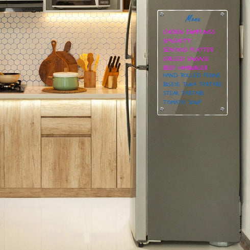 8"x12" Acrylic Magnetic Dry Erase Board for Fridge, Clear Acrylic Magnet Calendar for Refrigerator,includes 6 Dry Erase Markers(Clear Blank)...