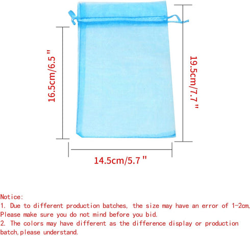 50Pcs 6x8 inches Sheer Organza Bags, Jewelry Drawstring Pouches Wedding Party Christmas Favor Gift Bags (Lake Blue)...