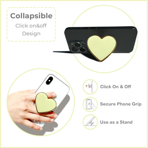 GRIPONG Cute Heart Shape Colorful Gold Enamel Epoxy Expandable Collapsible Mobile Phone Grip Stand Holder for Smartphone Tablet Cell Phone Accesso...