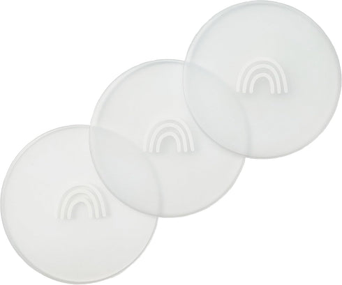 Hippypotamus Lids for Toddler Plates - Fits Silicone Baby Plates 7.75 in. Diameter - BPA Free - Set of 3 (Clear Lids)...