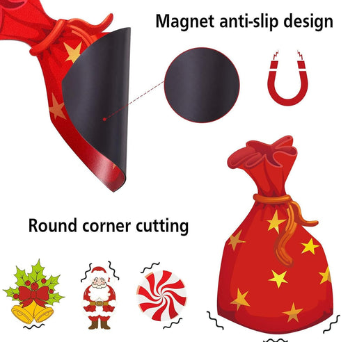 24 Pcs Christmas Magnet Party Decoration, Animated Christmas Fridge Magnet Set, Reindeer Refrigerator Stickers Holiday Decorations for Fridge, Doo...