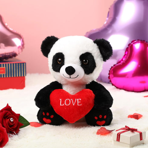10 Inch Graduation Gifts Plush Panda with Love Heart Soft Stuffed Panda Toys Gifts Cute Stuffed Animals for Girls Boys Girlfriend Boyfriend Lover ...