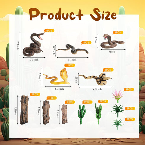 Sratte 26 Pcs Realistic Snake Figurines Toys Plastic Anaconda Animals Diorama Project Playset Model Trees Kit for Kids Toddlers Educational Learni...