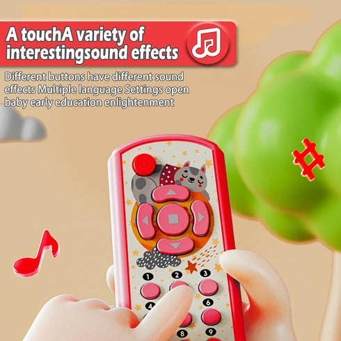 Baby Remote Control Toy - 3 languages Spanish & French & English Learning Toys, Musical, and Safe Simulation TV Remote for 6-12 Months Old Boys an...