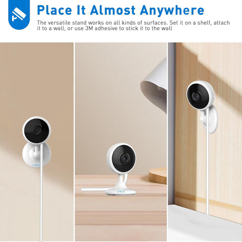 Small Security Camera, Upgraded Indoor Camera for Pets, Dogs, Babies, Smart WiFi Home Monitor, App Control, Compatible with Alexa, white, K01-1...