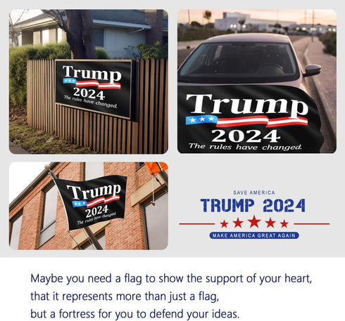 Donald Trump 2024 Flag 3×5 ft President Trump Flag 2024 Double Sided Polyester with Copper Grommets Trump Flags for Indoor Outdoor (Black)...