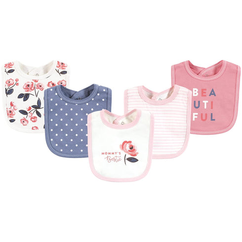 Touched by Nature Unisex Baby Organic Cotton Bibs, Bubblegum Floral, One Size...
