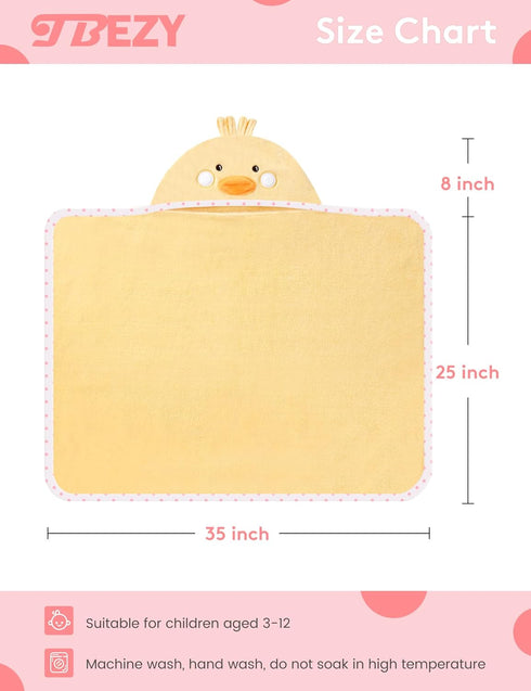 Baby Hooded Towel with Unique Animal Design Ultra Soft Thick Cotton Bath Towel for Newborn (Chick)...