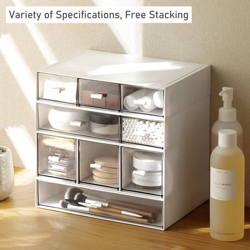 Desk Organizer-Stackable Storage Drawers, Plastic Stackable Drawers Perfect for Collection Small Item/Cosmetic Office Organizer - 3 drawers (White...
