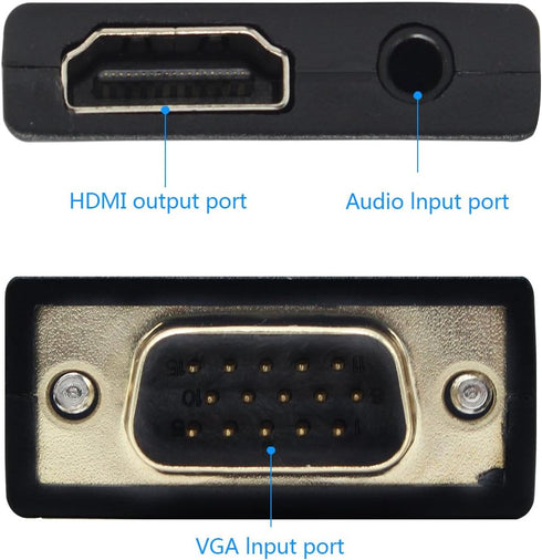 VGA to HDMI Converter 1080 P VGA to HDMI Adapter with Video 1080P for PC Laptop to HDTV Projector with Audio Cable and USB Cable...