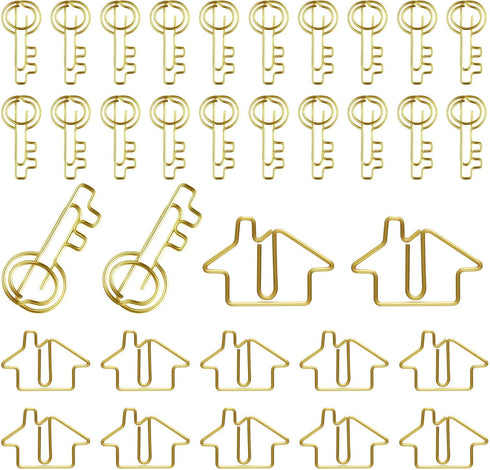 120 Pcs Paper Clips Set, 60 Pcs House Shaped Paper Clips and 60 Pcs Key Shaped Paper Clips for Office, Home, Gifts for Real Estate Agents and Real...